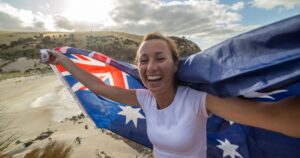 australian girl with flag
